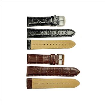 GENUINE LEATHER REPLACEMENT STRAP (24 mm)  - SET OF 2 (BLACK/BROWN) SOFT LIGHTTEXTURE -AK0004-2SET 