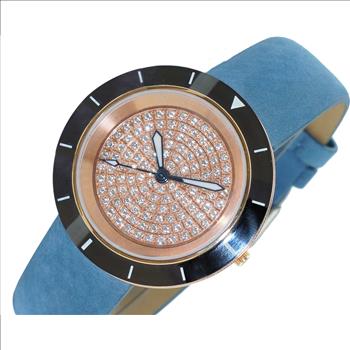 ONISS  Ladies, Black High-tech Ceramic and Stainless Steel Case and Blue Genuine Leather Strap, Rose tone , ON7263-LBU (MSRP:  $550.00)