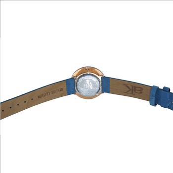 ONISS  Ladies, Black High-tech Ceramic and Stainless Steel Case and Blue Genuine Leather Strap, Rose tone , ON7263-LBU (MSRP:  $550.00)