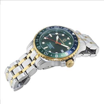 TORINO CARRERO, TIME BOLD- X1 COLLECTION, NH35 AUTOMATIC MOVEMENT, 10 ATM, 2-TONE GOLD , GREE DIAL_ GREEN/BLUE BEZEL, (MSRP: $2,340.00)