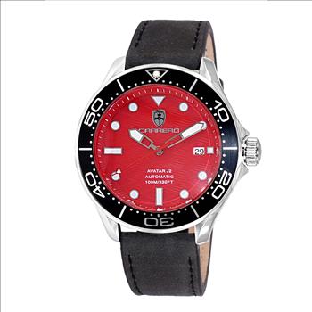 Lechateau Watches - Automatic -24  Jewels NH35, Textured Red Date dial, Black bezel, Black Strap - Retail at (MSRP: 2,268.00)