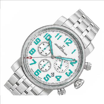 Lechateau, Men's VR32 Movement Chronograph Mov't, White Dial, JL0001-WT 