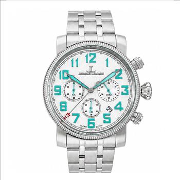 Lechateau, Men's VR32 Movement Chronograph Mov't, White Dial, JL0001-WT 