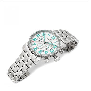 Lechateau, Men's VR32 Movement Chronograph Mov't, White Dial, JL0001-WT 