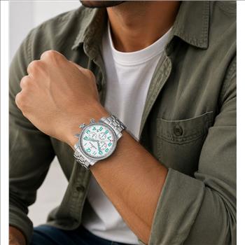 Lechateau, Men's VR32 Movement Chronograph Mov't, White Dial, JL0001-WT 