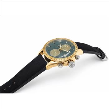 Lechateau Mens, Swiss-Ronda Chronograph Mov't, 2-tone Gold,  Green Dial, C2T101LGN-LBK- MSRP: $2,460.00