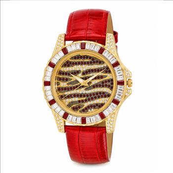 ADEE KAYE, MULTI-COLORED STONE (RED- WHITE) QUARTZ MOV'T, AK1177R_LRD - RETAIL AT (MSRP: $545.00)