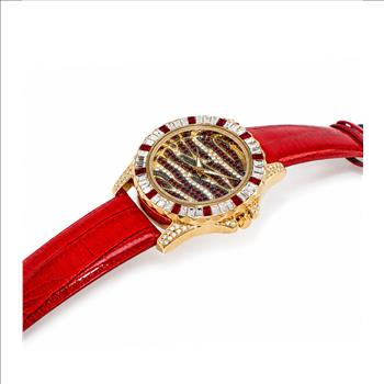 ADEE KAYE, MULTI-COLORED STONE (RED- WHITE) QUARTZ MOV'T, AK1177R_LRD - RETAIL AT (MSRP: $545.00)
