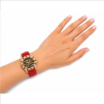 ADEE KAYE, MULTI-COLORED STONE (RED- WHITE) QUARTZ MOV'T, AK1177R_LRD - RETAIL AT (MSRP: $545.00)