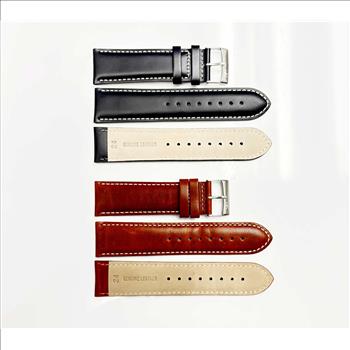 GENUINE LEATHER REPLACEMENT STRAP-  SET OF 2 (BLACK/BROWN) 