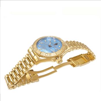 Lechateau Watches Men's Automatic - Magnifying Date, Blue MOP Dial with Goldtone Case and Band  - C1G266GO-BU - Retail at (MSRP: $ 2,124.00)