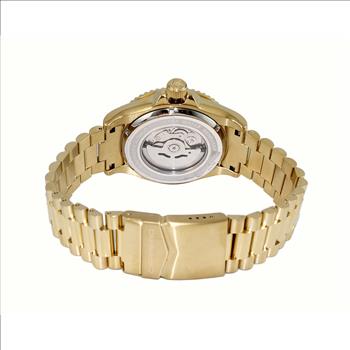 Lechateau Watches Men's Automatic - Magnifying Date, Blue MOP Dial with Goldtone Case and Band  - C1G266GO-BU - Retail at (MSRP: $ 2,124.00)