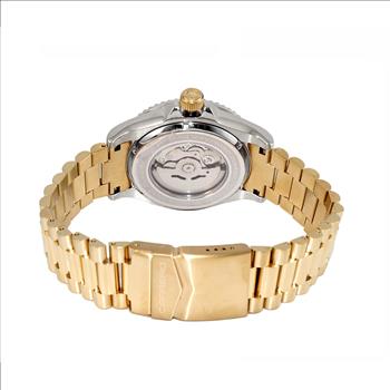 Lechateau Watches Men's Automatic - Magnifying Date, Black MOP Dial with Silvertone Case and Goldtone Band  - C1S266BU-BKGO_GO - Retail at (MSRP: $ 2,124.00)