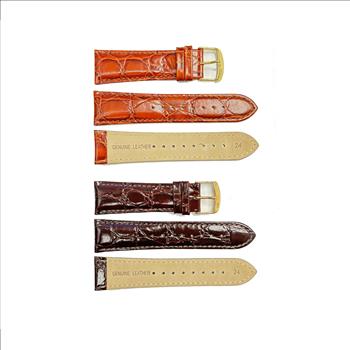 GENUINE LEATHER REPLACEMENT STRAP - SET of 2 (LIGHT BROWN / MOCHA BROWN) SHINY TEXTURE - AK0003-2SET