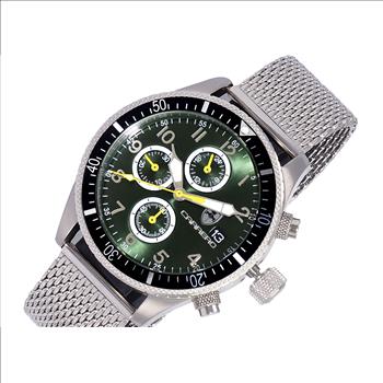 LeChateau - Chronograph Epson VR33 Muscle Movement, Stainless Steel Case and Band ,  CS17733GN_MESH, Retail at (MSRP:$1,475.00)