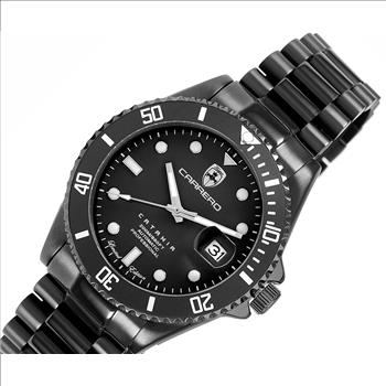 Lechateau Men's Automatic NH35 -21 JEWELS, Magnifying Date Dial with Exhibition Back, Black-IP - C1BK888BK Retail at (MSRP: $ 2,124.00)