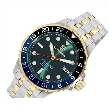 LeChateau, Men's NH35 AUTOMATIC MOVEMENT, 10 ATM, 2-TONE - GREEN DIAL -BLACK/BLUE, C1TT737BU-BK_GN - MSRP: $2,340.00