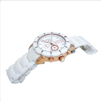 ONISS, White High-tech Ceramic band and Stainless Steel Case with White Ceramic Bezel Rose tone,  (MSRP: $ 550.00)