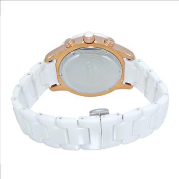 ONISS, White High-tech Ceramic band and Stainless Steel Case with White Ceramic Bezel Rose tone,  (MSRP: $ 550.00)