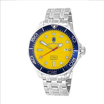Lechateau Watches- Automatic -24  Jewels NH35, Textured Yellow Date dial, Blue Bezel C1S6161GR_BUYL - Retail at (MSRP: 2,268.00)