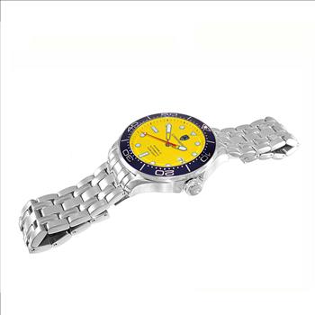 Lechateau Watches- Automatic -24  Jewels NH35, Textured Yellow Date dial, Blue Bezel C1S6161GR_BUYL - Retail at (MSRP: 2,268.00)
