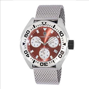 LeChateau, Men's Swiss Multi-Functiom Ronda X30 Movement, Brown Dial -Bezel, Stainless Steel Mesh band, C1S8824-BN_MESH - MSRP: $2,340.00