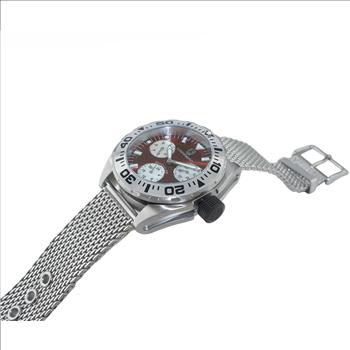 LeChateau, Men's Swiss Multi-Functiom Ronda X30 Movement, Brown Dial -Bezel, Stainless Steel Mesh band, C1S8824-BN_MESH - MSRP: $2,340.00