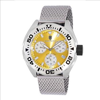 LeChateau, Men's Swiss Multi-Functiom Ronda X30 Movement, Yellow Dial -Bezel, Stainless Steel Mesh-Band, C1S8824-YL_MESH - MSRP: $2,340.00