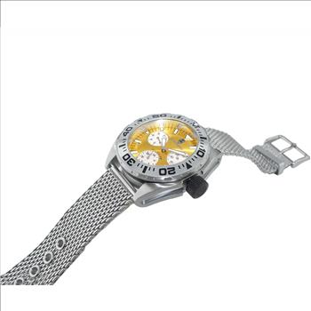 LeChateau, Men's Swiss Multi-Functiom Ronda X30 Movement, Yellow Dial -Bezel, Stainless Steel Mesh-Band, C1S8824-YL_MESH - MSRP: $2,340.00