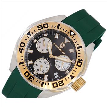 LeChateau, Men's Swiss Multi-Functiom Ronda X30 Movement, Black Dial - Gold Bezel, Green Silicon Band,  C1G8824-BK_GN - MSRP: $2,340.00