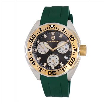 LeChateau, Men's Swiss Multi-Functiom Ronda X30 Movement, Black Dial - Gold Bezel, Green Silicon Band,  C1G8824-BK_GN - MSRP: $2,340.00