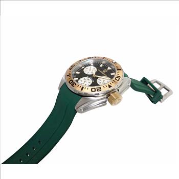 LeChateau, Men's Swiss Multi-Functiom Ronda X30 Movement, Black Dial - Gold Bezel, Green Silicon Band,  C1G8824-BK_GN - MSRP: $2,340.00