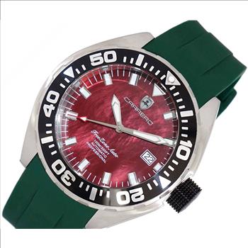LeChateau, Men's Automatic NH35-24 JEWEL Mov't, Maroon MOP- Dial - Black Bezel, Silicon Band,  C1S8925-BN_GN - MSRP: $2,388.00