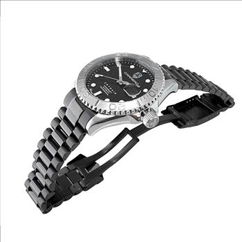 Lechateau Watches Men's Automatic - Magnifying Date, Black Dial and Bracelet with Silvertone Case, C1S266BU_BKIPB - Retail at (MSRP: $ 2,124.00)