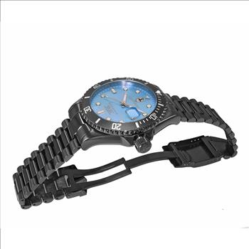 Lechateau Men's Automatic NH35 -21 JEWELS, Blue MOP w/ Magnifying Date Dial with Exhibition Back, Black-IP, C1B888BK_BU -  Retail at (MSRP: $ 2,124.00)