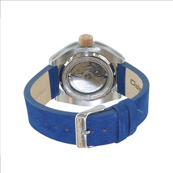 LeChateau, Men's Automatic NH35-24 JEWEL Mov't, Brown MOP- Dial - Black Bezel, Blue Sued Leather band, C1S8925-BN_LBU - MSRP: $2,388.00