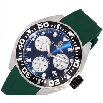 LeChateau, Men's Swiss Multi-Functiom Ronda X30 Movement, Blue Dial - Black Bezel, Green Silicon Band,  C1BK8824-BU_GN     - MSRP: $2,340.00