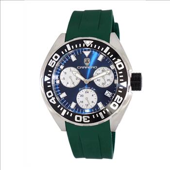 LeChateau, Men's Swiss Multi-Functiom Ronda X30 Movement, Blue Dial - Black Bezel, Green Silicon Band,  C1BK8824-BU_GN     - MSRP: $2,340.00