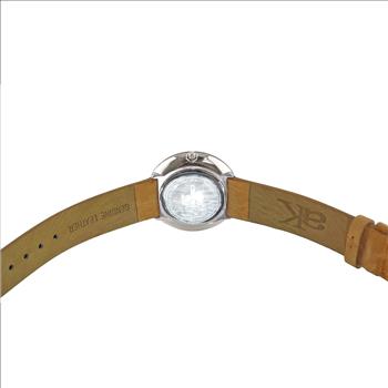 ONISS  Ladies, White High-tech Ceramic and Stainless Steel Case and Brown Genuine Leather Strap, ON7260-LBN (MSRP:  $550.00)