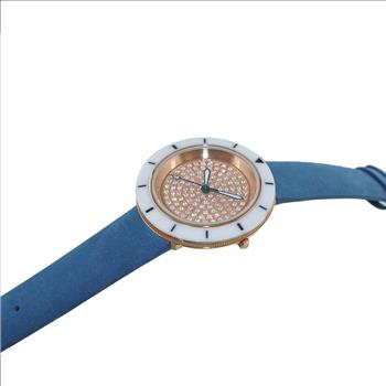 ONISS  Ladies, White High-tech Ceramic and Stainless Steel Case and Blue Genuine Leather Strap, Rose tone , ON7262-LBU (MSRP:  $550.00)