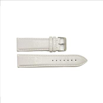 HIGH QUALITY GENUINE LEATHER STRAP (24 mm) -  ALL WHITE SOFT TEXTURE - ON0001-LIZ_WT