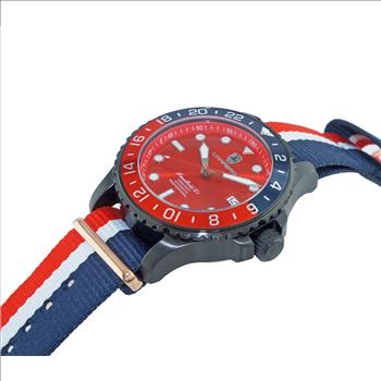 LeChateau, Men's TIME BOLD- X1, NH35 AUTOMATIC MOVEMENT,  IP-BLACK  BLUE/RED, C1B737BU-MR_NY - MSRP:  $2,340.00