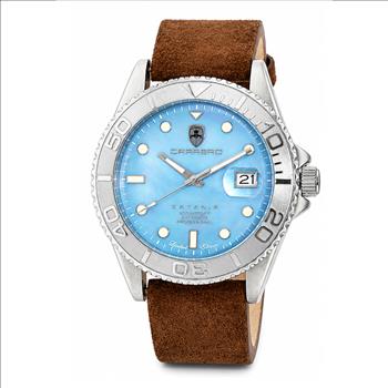 Lechateau Watches Men's Automatic - Magnifying Date, MOP Dial with Exhibition Back, C1S266BU_LBN - Retail at (MSRP: $ 2,124.00)
