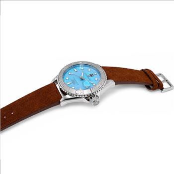 Lechateau Watches Men's Automatic - Magnifying Date, MOP Dial with Exhibition Back, C1S266BU_LBN - Retail at (MSRP: $ 2,124.00)