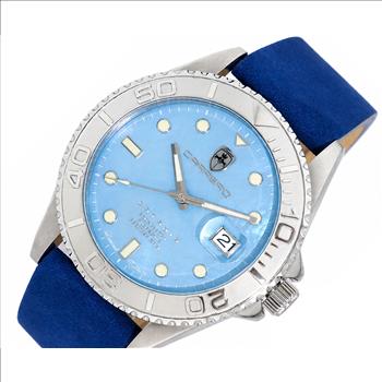 Lechateau Watches Men's Automatic - Magnifying Date, MOP Dial with Exhibition Back, C1S266BU_LBU - Retail at (MSRP: $ 2,124.00)