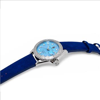 Lechateau Watches Men's Automatic - Magnifying Date, MOP Dial with Exhibition Back, C1S266BU_LBU - Retail at (MSRP: $ 2,124.00)