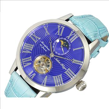 ADEE KAYE 20 Jewels Automatic Movement with Moon Phase Complication, AK2269-12BU-LBU RETAIL AT (MSRP: $645.00)