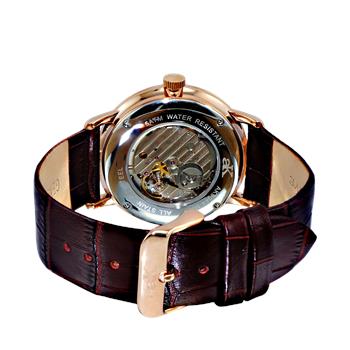ADEE KAYE 21 JEWELS MECHANICAL , DOME CRYSTAL AND GENUINE LEATHER BAND, AK9044-MRGSV_LB, (MSRP: $600.00)