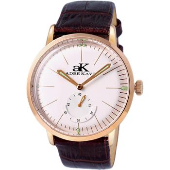 ADEE KAYE 21 JEWELS MECHANICAL , DOME CRYSTAL AND GENUINE LEATHER BAND, AK9044-MRGSV_LB, (MSRP: $600.00)