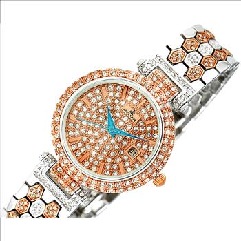 ADEE KAYE, 3-HANDS DATE DIAL, AUSTRIAN STONE , AK2526-L2R RETAIL AT (MSRP: $345.00)